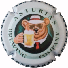 Muselet Cerveza Artesanal Asturiana ours chope biere Asturias Brewing Compagny chapeau cravatte