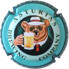 Muselet Cerveza Artesanal Asturiana ours chope biere Asturias Brewing Compagny chapeau cravatte