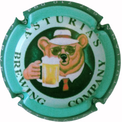 Muselet Cerveza Artesanal Asturiana ours chope biere Asturias Brewing Compagny chapeau cravatte